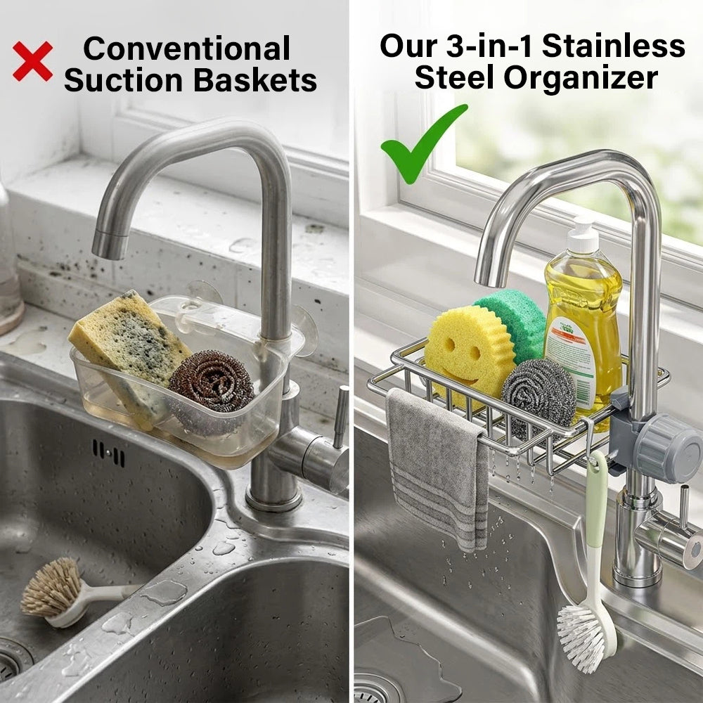 Lovyanocosh® 3-in-1 Kitchen Faucet Organizer Rack up