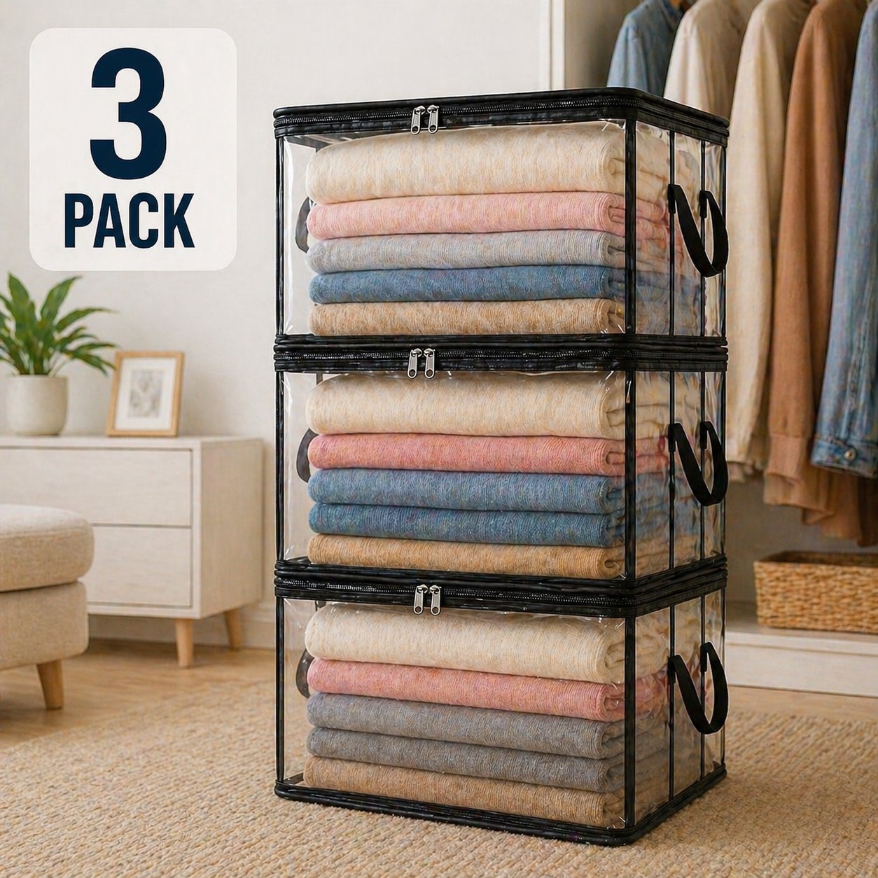 🎁LAST DAY 50% OFF 📦lovyanocosh® Large Heavy-Duty Thick Plastic Clear Storage