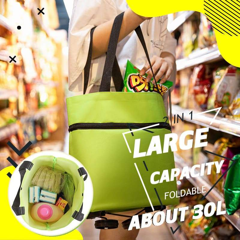 🥗 Last Day 50% OFF | Lovyanocosh® Foldable 2-in-1 Rolling Shopping Bag 🛒