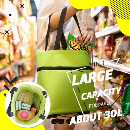 🥗 Last Day 50% OFF | Lovyanocosh® Foldable 2-in-1 Rolling Shopping Bag 🛒