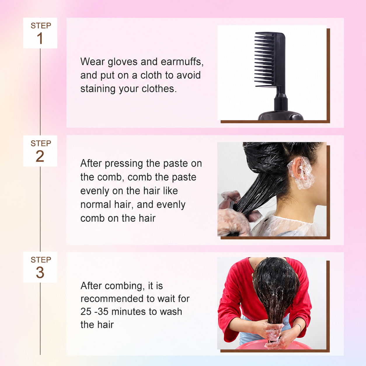 🧴Toclvo® 3-in-1 herbal hair coloring comb | Easy hair coloring at home with built-in brush