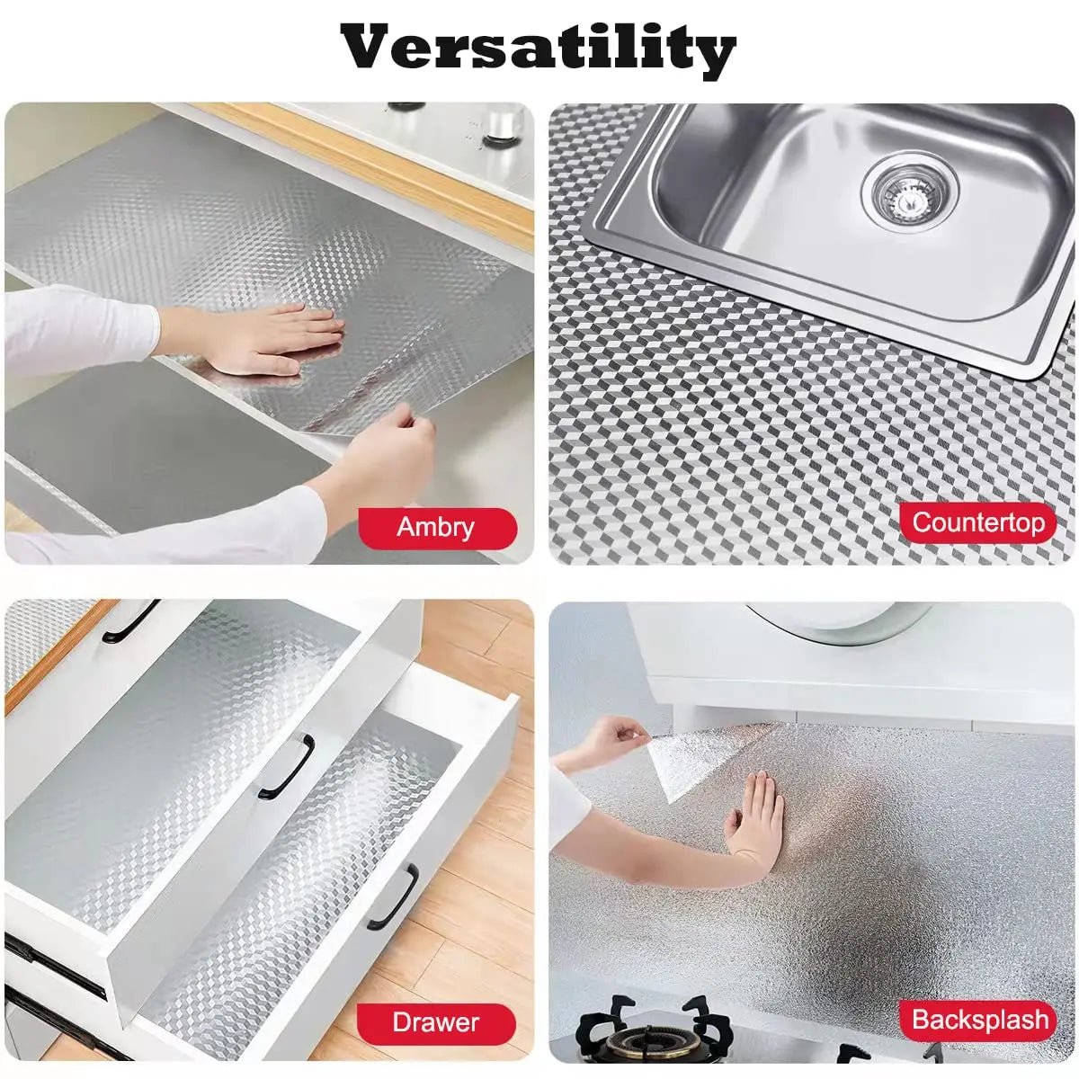 🔥Hot Sale - 50% OFF🔥Stainless Steel Kitchen Oil-Proof Adhesive Wallpaper Roll (15.7" W × 9.8 Ft L )