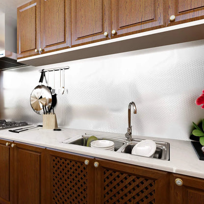 🔥Hot Sale - 50% OFF🔥Stainless Steel Kitchen Oil-Proof Adhesive Wallpaper Roll (15.7" W × 9.8 Ft L )