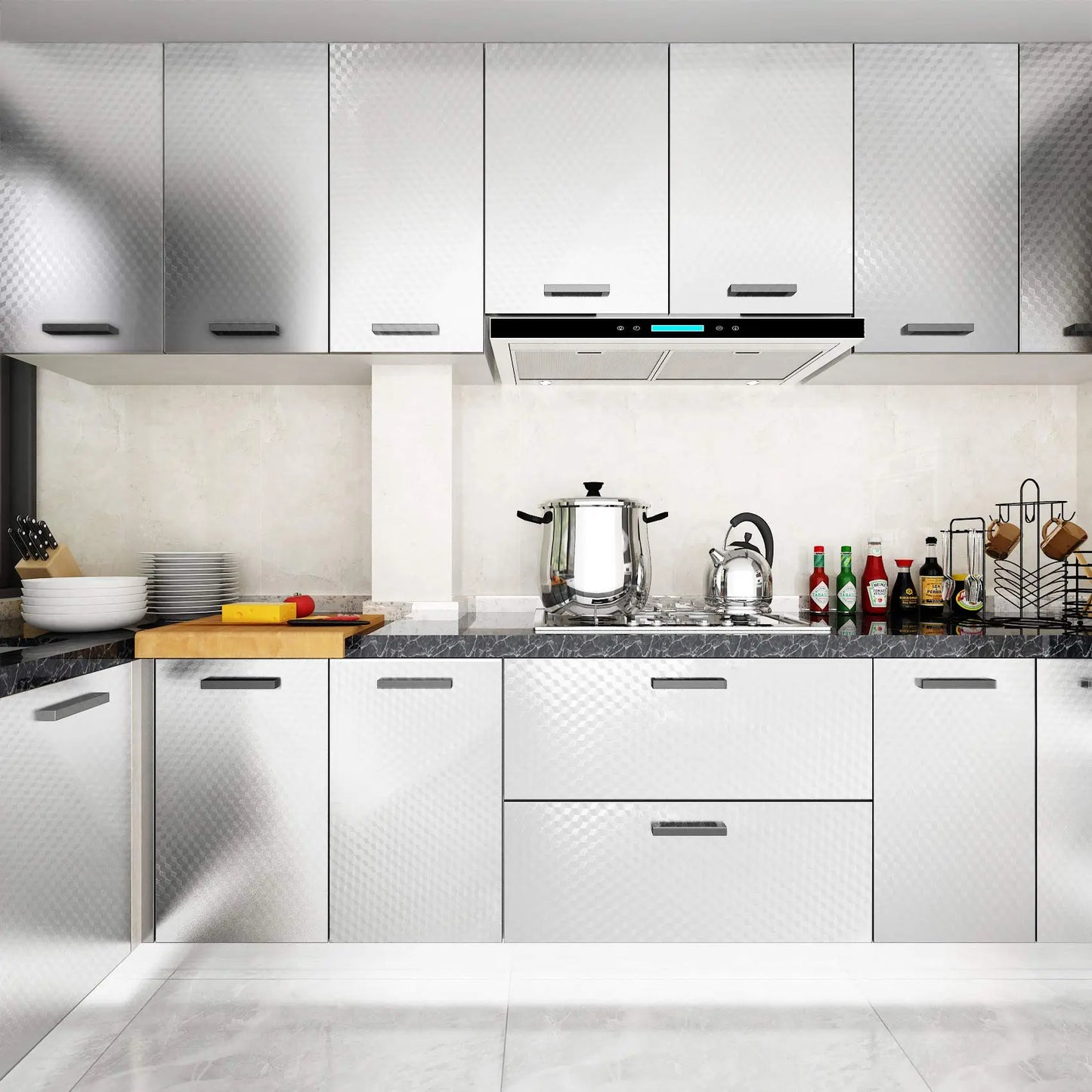 🔥Hot Sale - 50% OFF🔥Stainless Steel Kitchen Oil-Proof Adhesive Wallpaper Roll (15.7" W × 9.8 Ft L )
