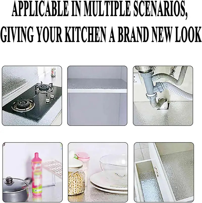 🔥Hot Sale - 50% OFF🔥Stainless Steel Kitchen Oil-Proof Adhesive Wallpaper Roll (15.7" W × 9.8 Ft L )