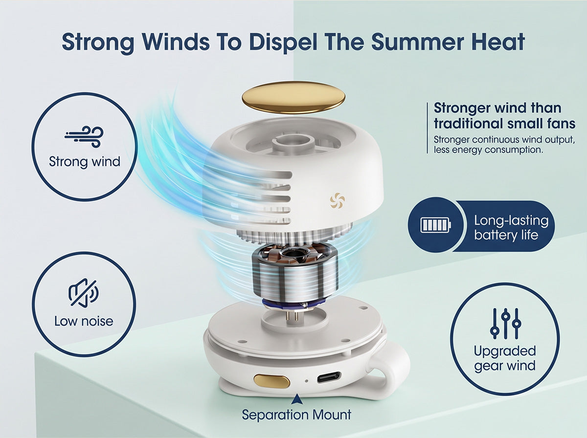 🎁Lovyanocosh® Mini Bladeless Fan ✨ Rechargeable 3 Speed Portable Cooling Fan