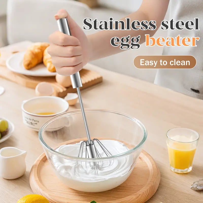 🎉LAST DAY 50% OFF ✨Stainless Steel Hand-Push Rotary Whisk – Effortless Mixing in Seconds!