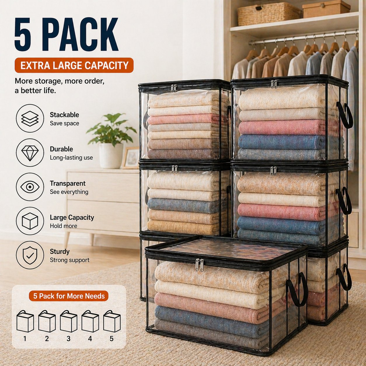 🎁LAST DAY 50% OFF ✨📦lovyanocosh® Large Heavy-Duty Thick Plastic Clear Storage