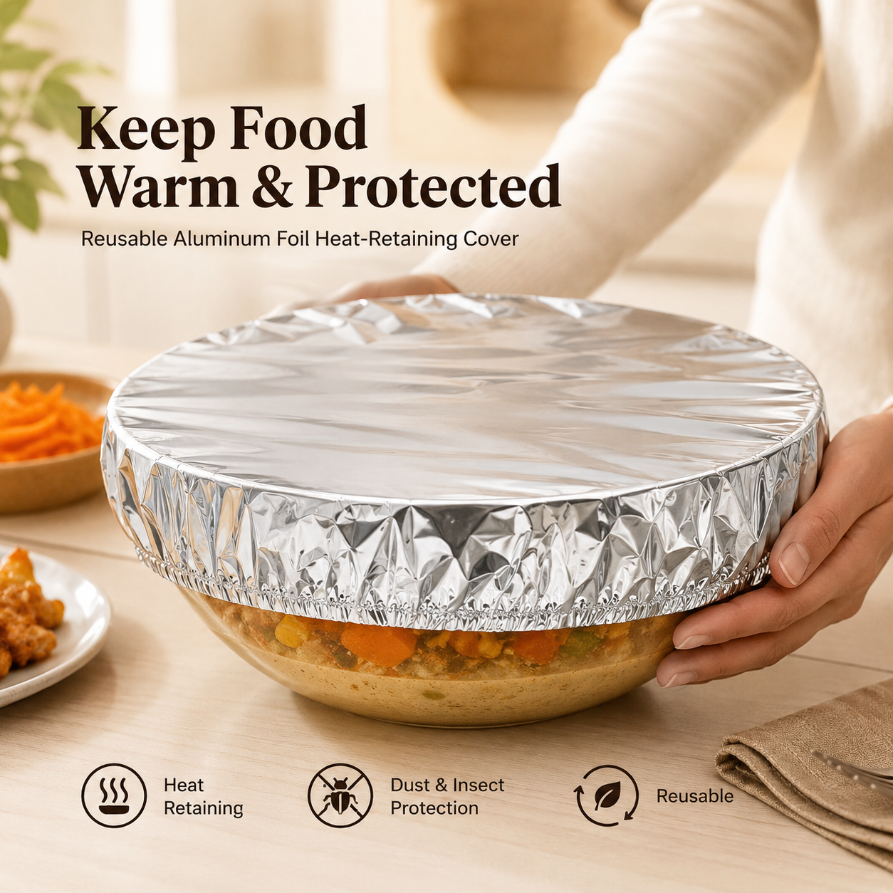 Lovyanocosh®🔥Home dining table & food container aluminum foil heat-retaining cover 🎉