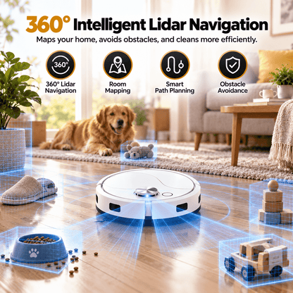 Smart 2-in-1 Robot Vacuum & Mop — Effortless Cleaning for Floors, Carpets & Pet Hair
