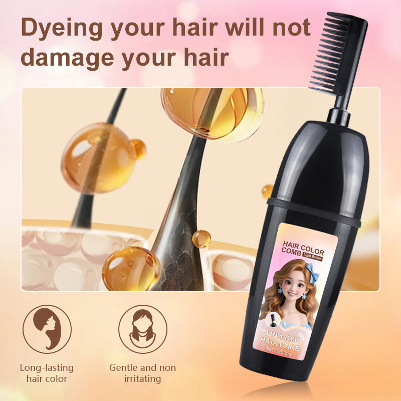 🧴Toclvo® 3-in-1 herbal hair coloring comb | Easy hair coloring at home with built-in brush