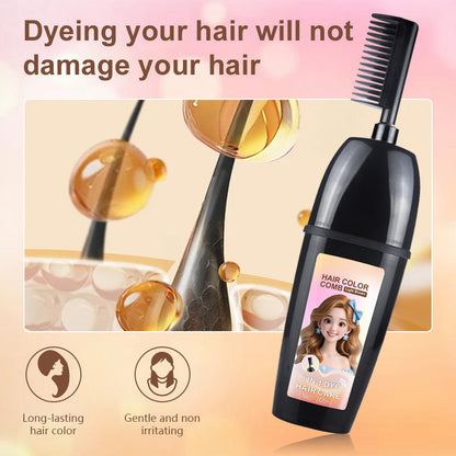 🧴Toclvo® 3-in-1 herbal hair coloring comb | Easy hair coloring at home with built-in brush
