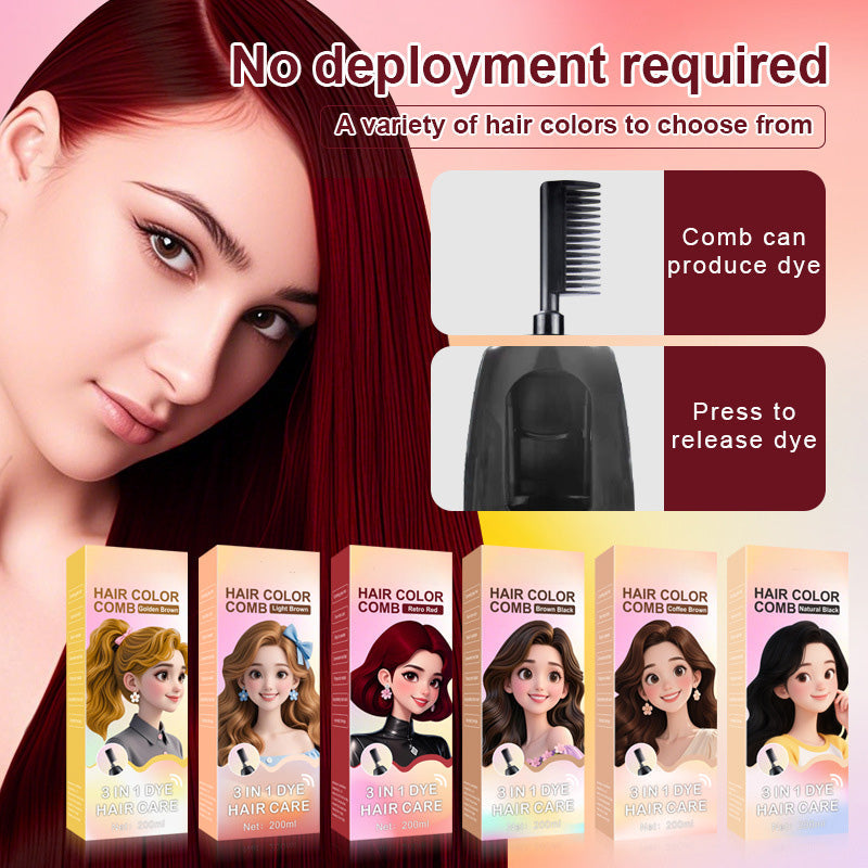 🧴Toclvo® 3-in-1 herbal hair coloring comb | Easy hair coloring at home with built-in brush