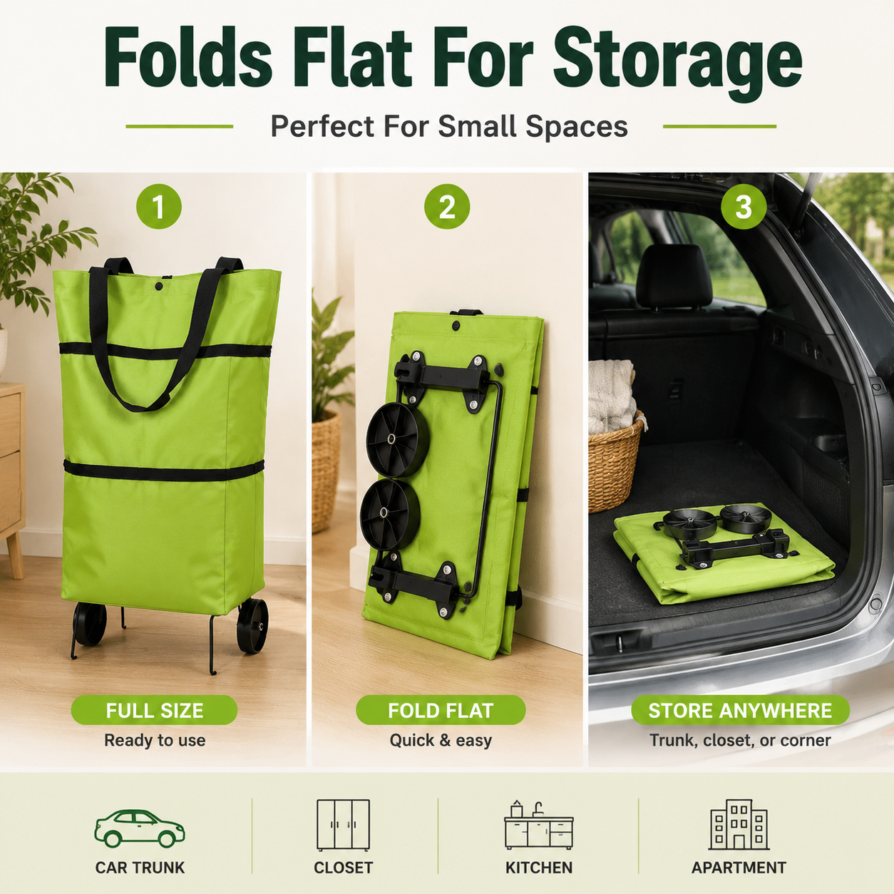 🥗 Last Day 50% OFF | Lovyanocosh® Foldable 2-in-1 Rolling Shopping Bag 🛒