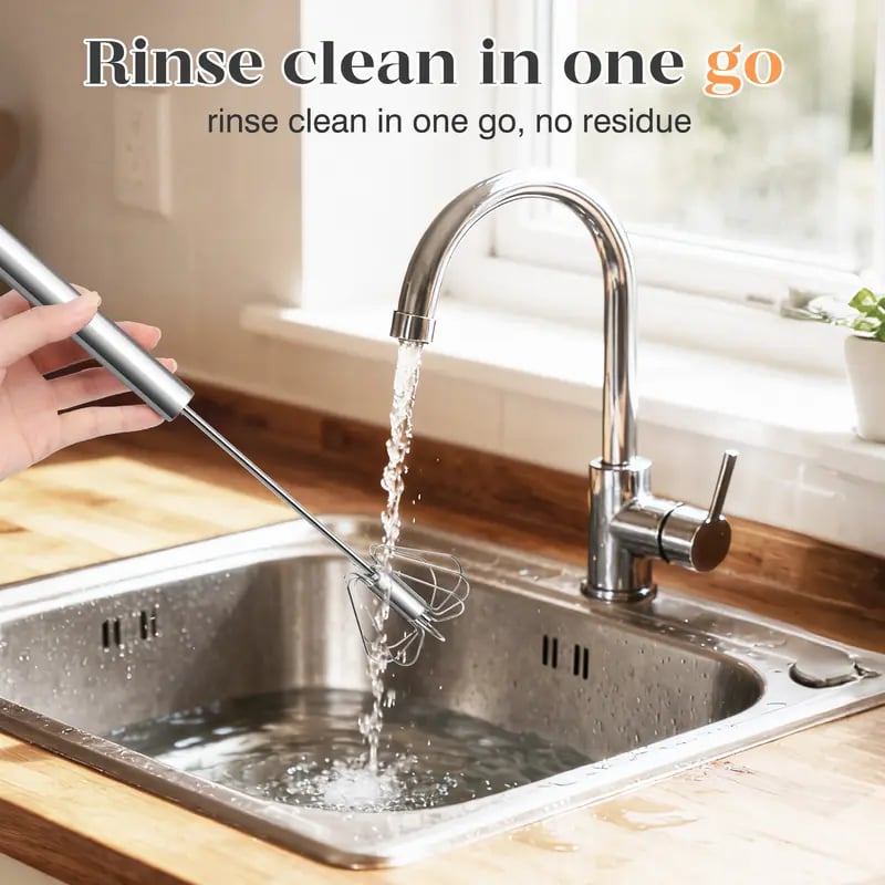 🎉LAST DAY 50% OFF ✨Stainless Steel Hand-Push Rotary Whisk – Effortless Mixing in Seconds!