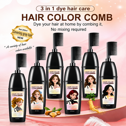 🧴Toclvo® 3-in-1 herbal hair coloring comb | Easy hair coloring at home with built-in brush