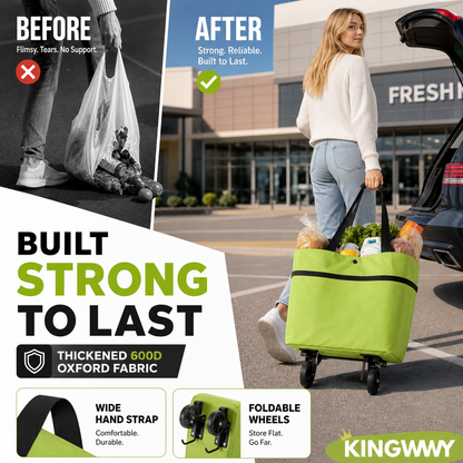 🥗 Last Day 50% OFF | Lovyanocosh® Foldable 2-in-1 Rolling Shopping Bag 🛒