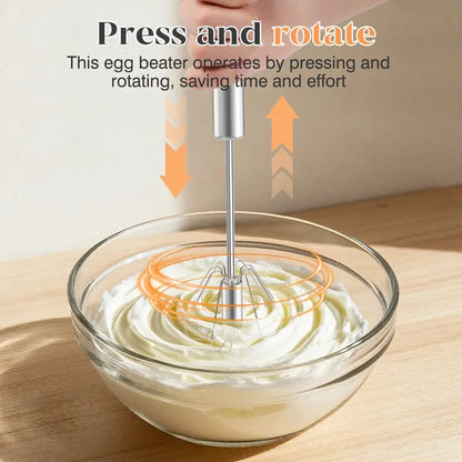 🎉LAST DAY 50% OFF ✨Stainless Steel Hand-Push Rotary Whisk – Effortless Mixing in Seconds!