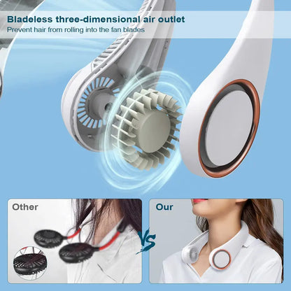 ❄️LAST DAY 50% OFF ✨BVJ® Portable Neck Fan, Bladeless Wearable Personal Fan, Hands-Free Cooling for Outdoor & Office