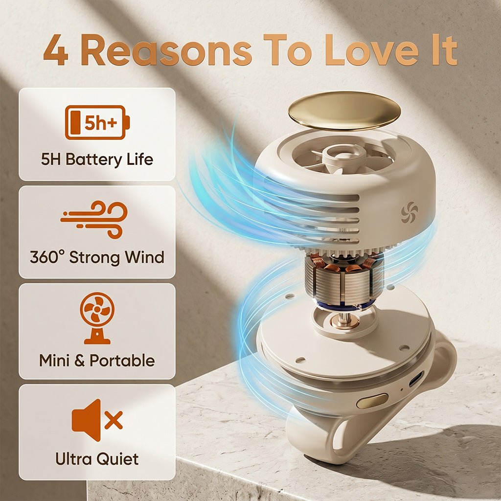 🎁Lovyanocosh® Mini Bladeless Fan ✨ Rechargeable 3 Speed Portable Cooling Fan