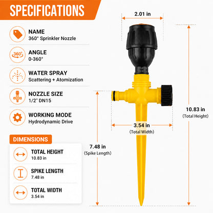 🏡BUY 1 GET 1 FREE✨360° Rotation Auto Irrigation System Garden Lawn Sprinkler Patio