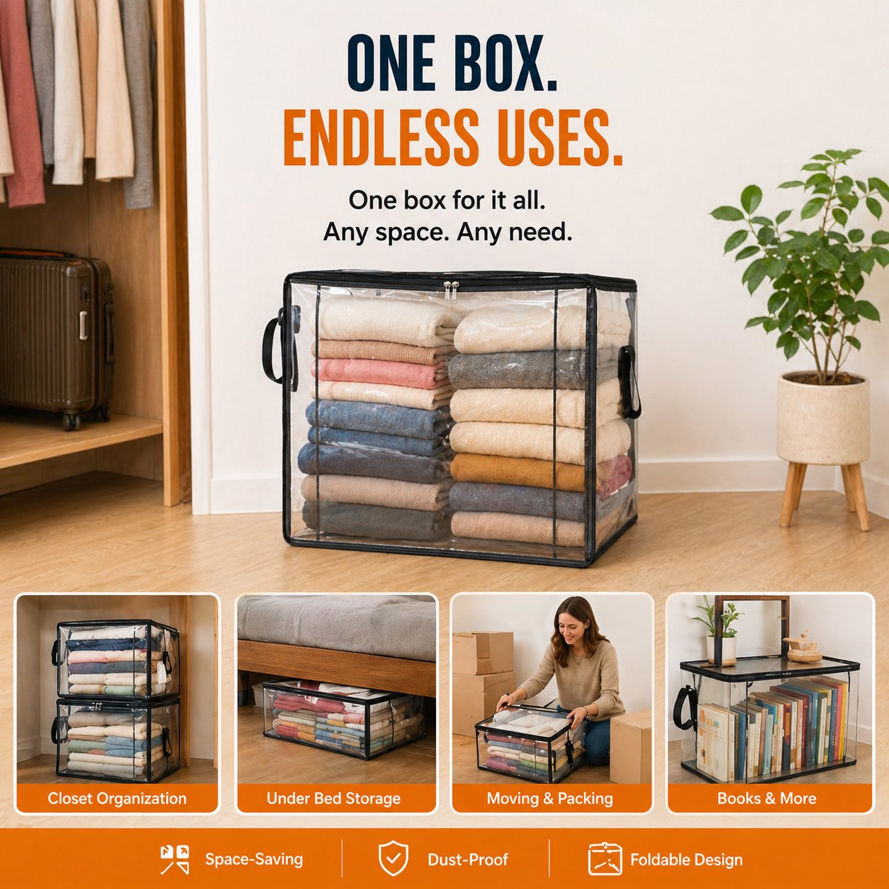 🎁LAST DAY 50% OFF ✨📦lovyanocosh® Large Heavy-Duty Thick Plastic Clear Storage