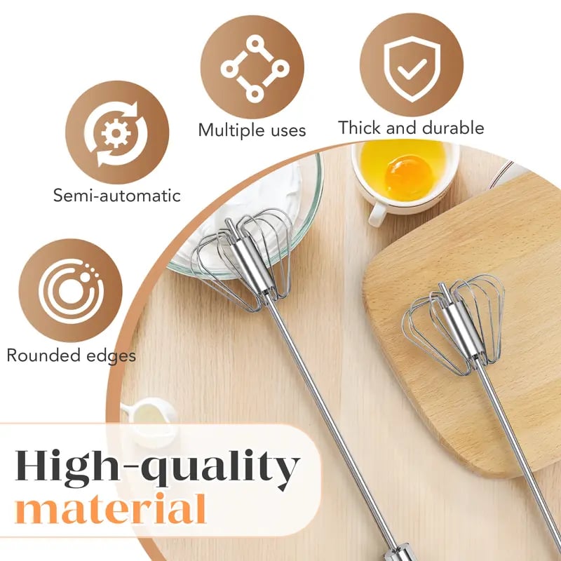 🎉LAST DAY 50% OFF ✨Stainless Steel Hand-Push Rotary Whisk – Effortless Mixing in Seconds!