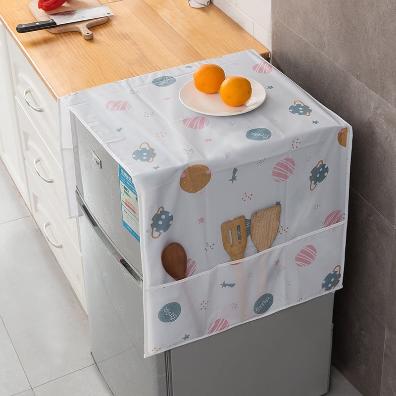 🌼Lovyanocosh® Fridge Dust Cover – Waterproof Top Protector with Handy Storage Pockets