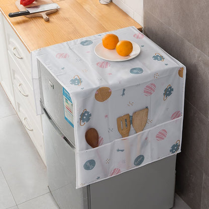 🌼Lovyanocosh® Fridge Dust Cover – Waterproof Top Protector with Handy Storage Pockets