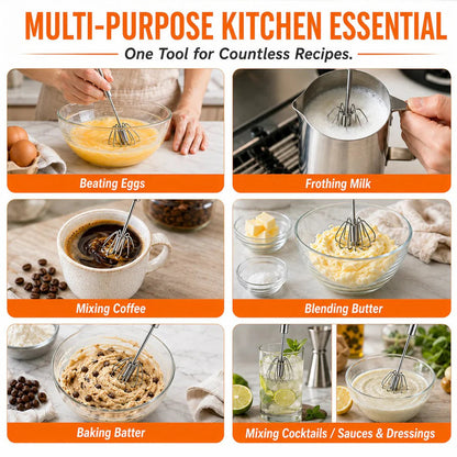 🎉LAST DAY 50% OFF ✨Stainless Steel Hand-Push Rotary Whisk – Effortless Mixing in Seconds!