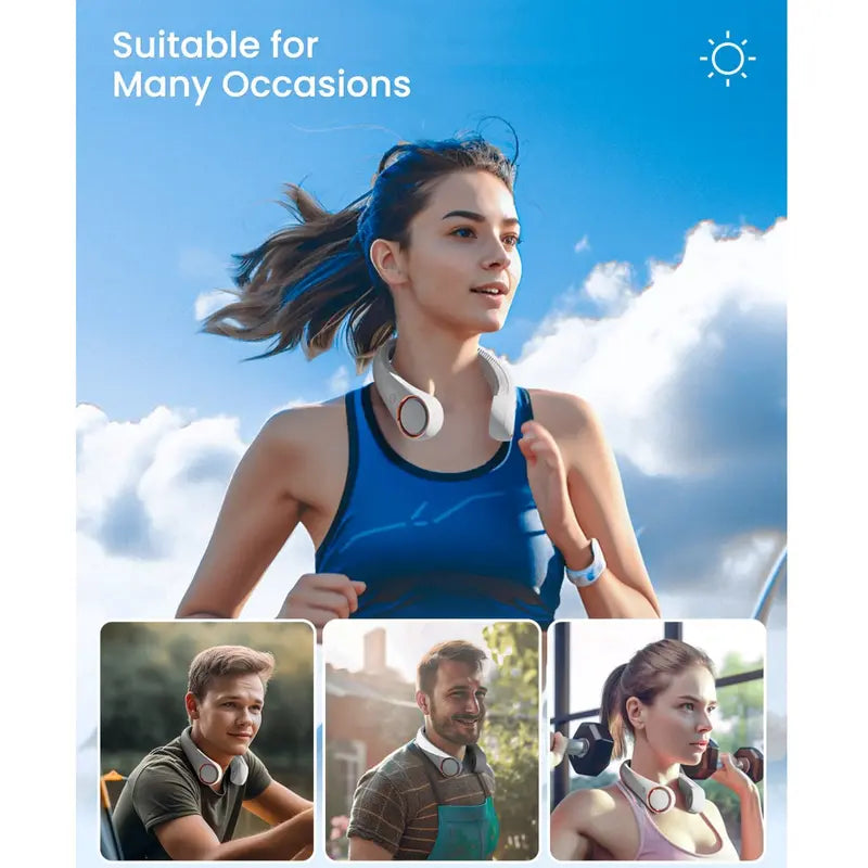 ❄️LAST DAY 50% OFF ✨BVJ® Portable Neck Fan, Bladeless Wearable Personal Fan, Hands-Free Cooling for Outdoor & Office