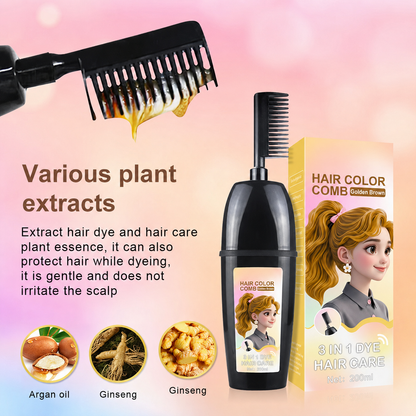 🧴Toclvo® 3-in-1 herbal hair coloring comb | Easy hair coloring at home with built-in brush