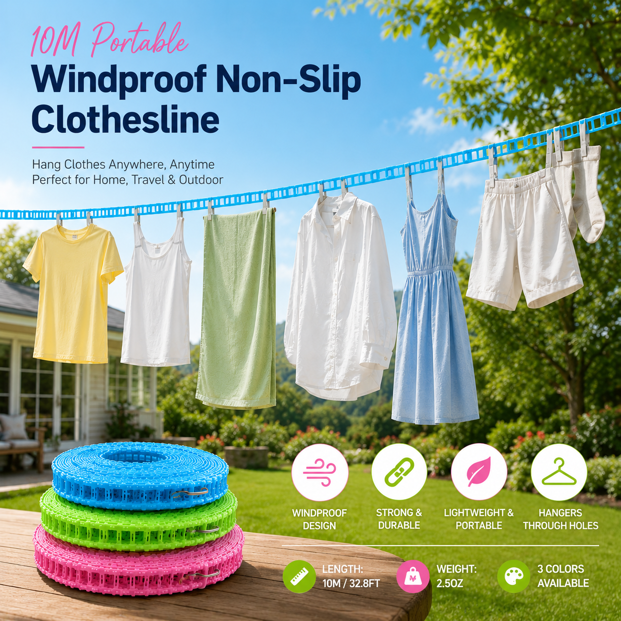 🔥Hot Sale - 50% OFF🔥Lovyanocosh® Windproof Non-Slip Clothesline