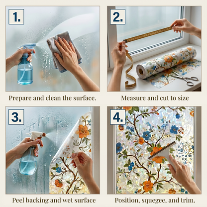 Lovyanocosh® Floral Glass Rainbow Window Film