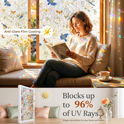 Lovyanocosh® Floral Glass Rainbow Window Film