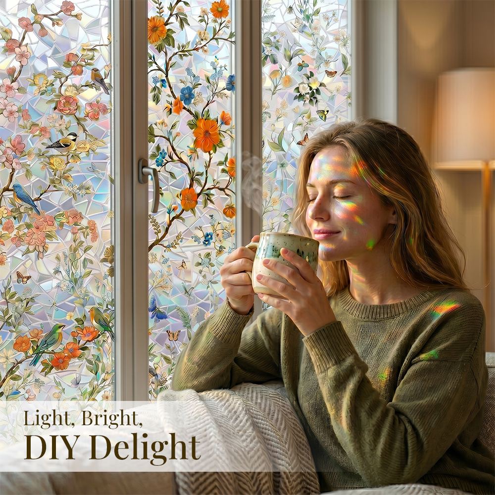 Lovyanocosh® Floral Glass Rainbow Window Film