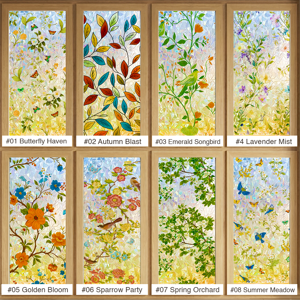 Lovyanocosh® Floral Glass Rainbow Window Film