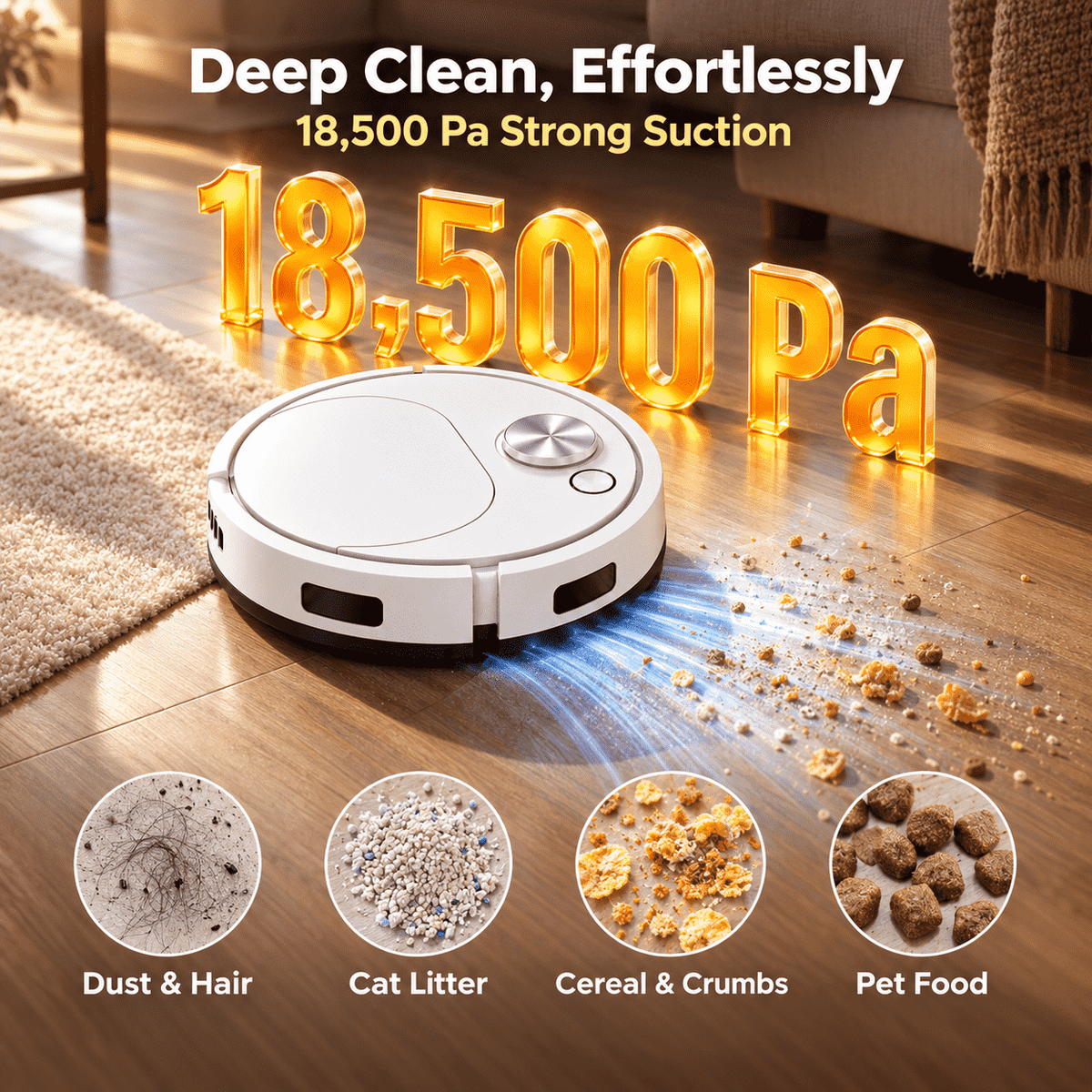 Smart 2-in-1 Robot Vacuum & Mop — Effortless Cleaning for Floors, Carpets & Pet Hair