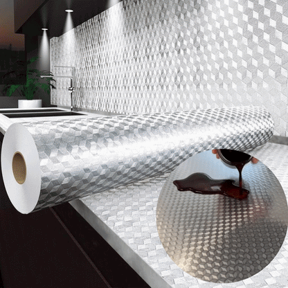 🔥Hot Sale - 50% OFF🔥Stainless Steel Kitchen Oil-Proof Adhesive Wallpaper Roll (15.7" W × 9.8 Ft L )