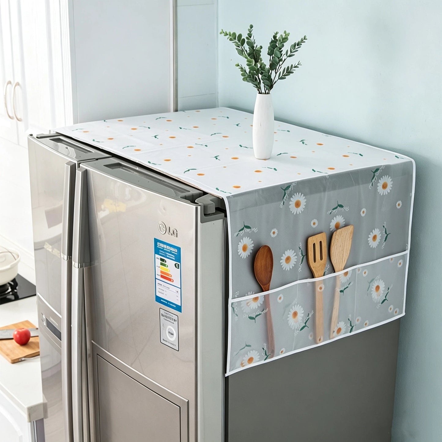 🌼Lovyanocosh® Fridge Dust Cover – Waterproof Top Protector with Handy Storage Pockets
