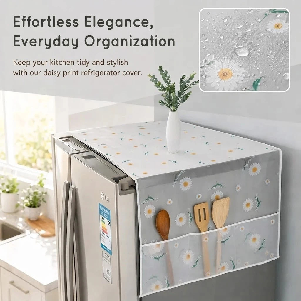 🌼Lovyanocosh® Fridge Dust Cover – Waterproof Top Protector with Handy Storage Pockets